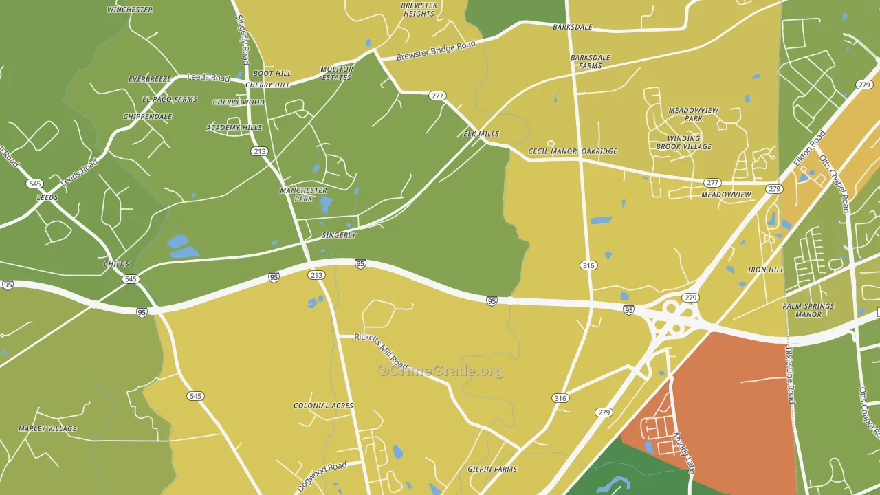 Elk Mills, MD Map of Vandalism Rates