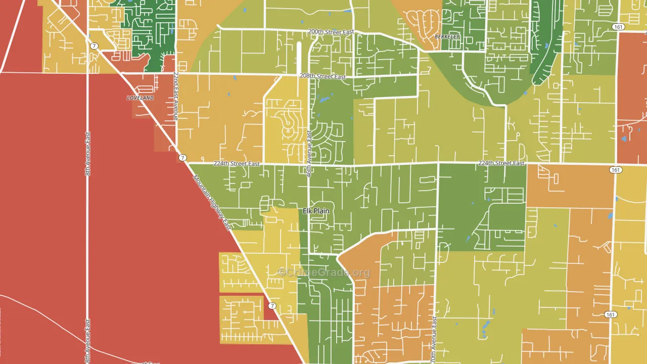 Elk Plain, Spanaway, WA Map of Vandalism Rates