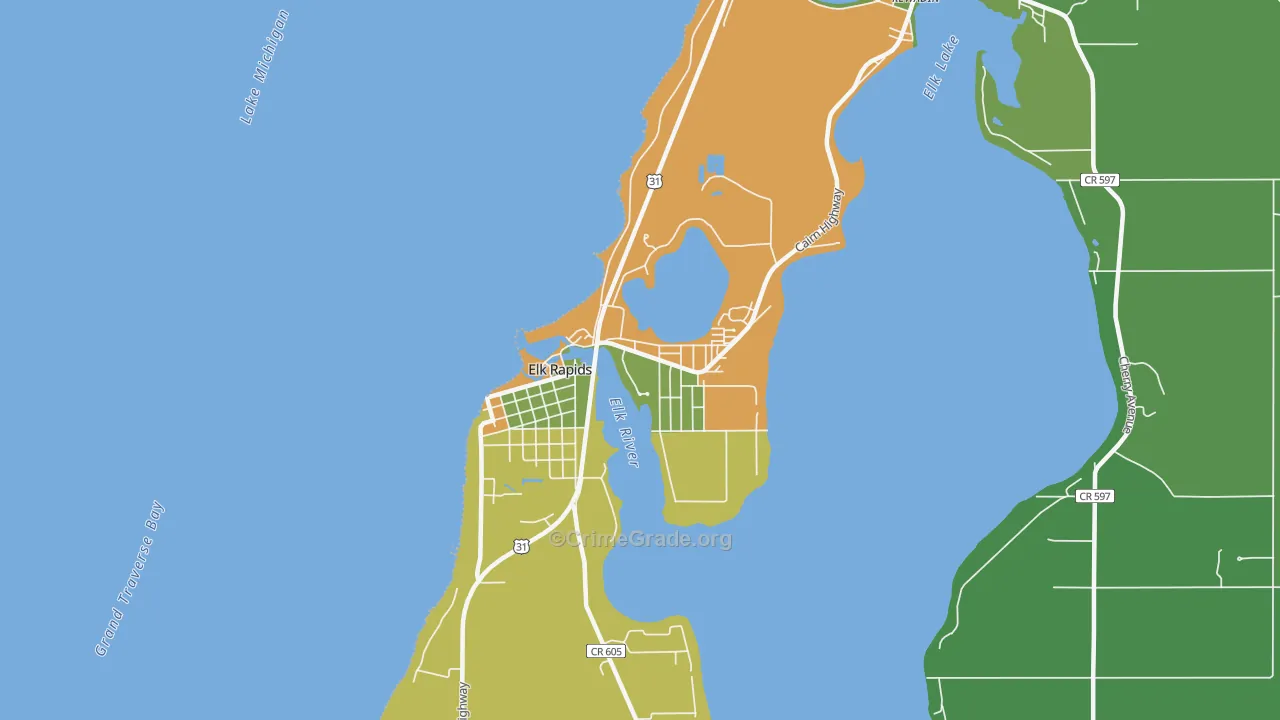 Elk Rapids, MI Map of Vandalism Rates