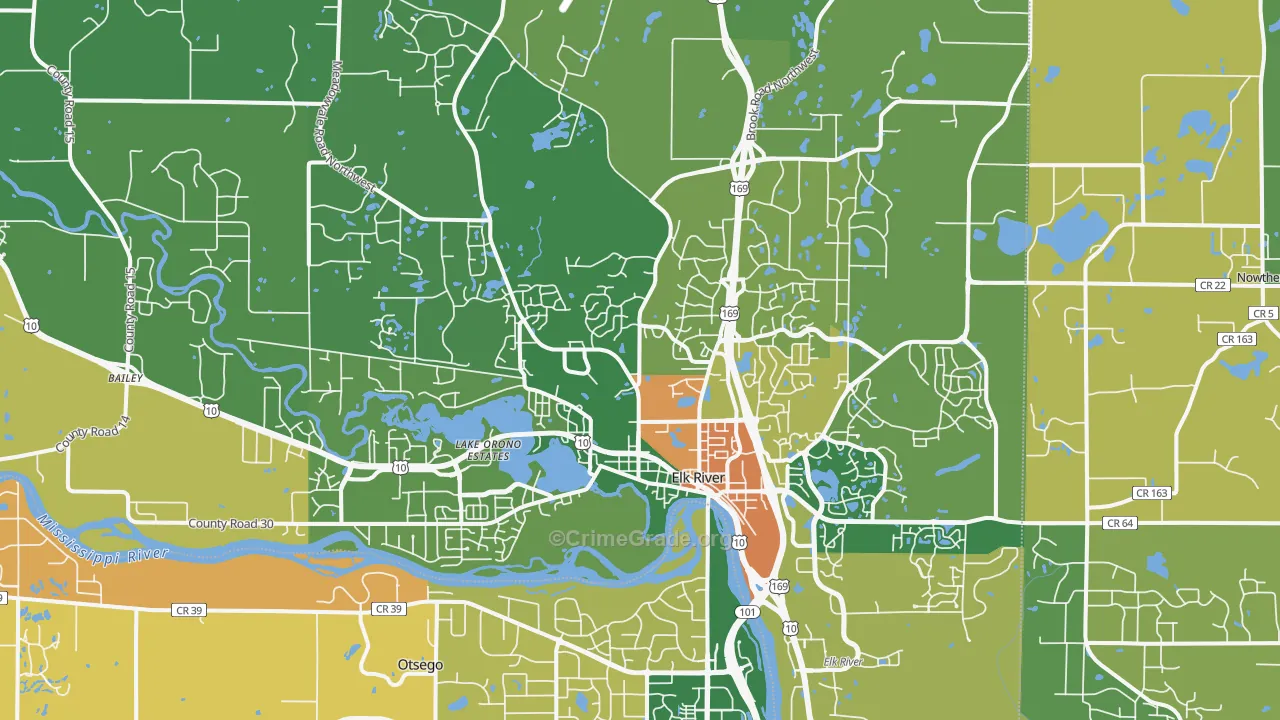 Elk River, MN Map of Vandalism Rates