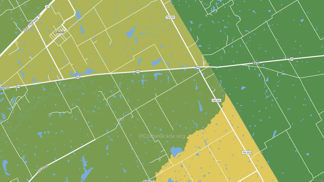 Elk, TX Map of Vandalism Rates