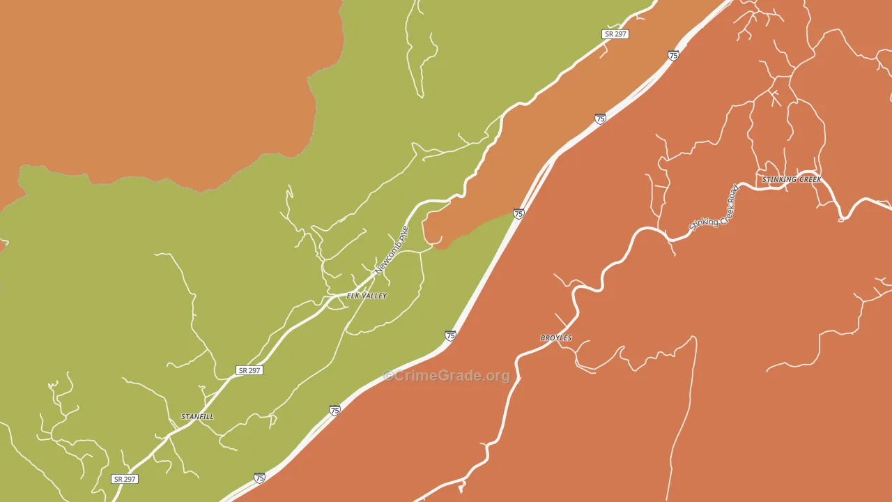 Elk Valley, TN Map of Vandalism Rates