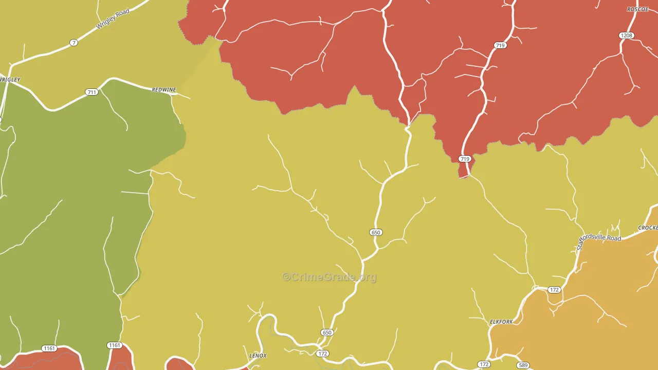 Elkfork, KY Map of Vandalism Rates