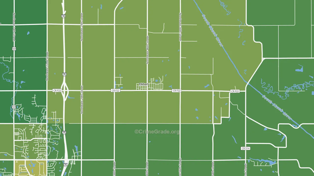 Elkhart, IA Map of Vandalism Rates