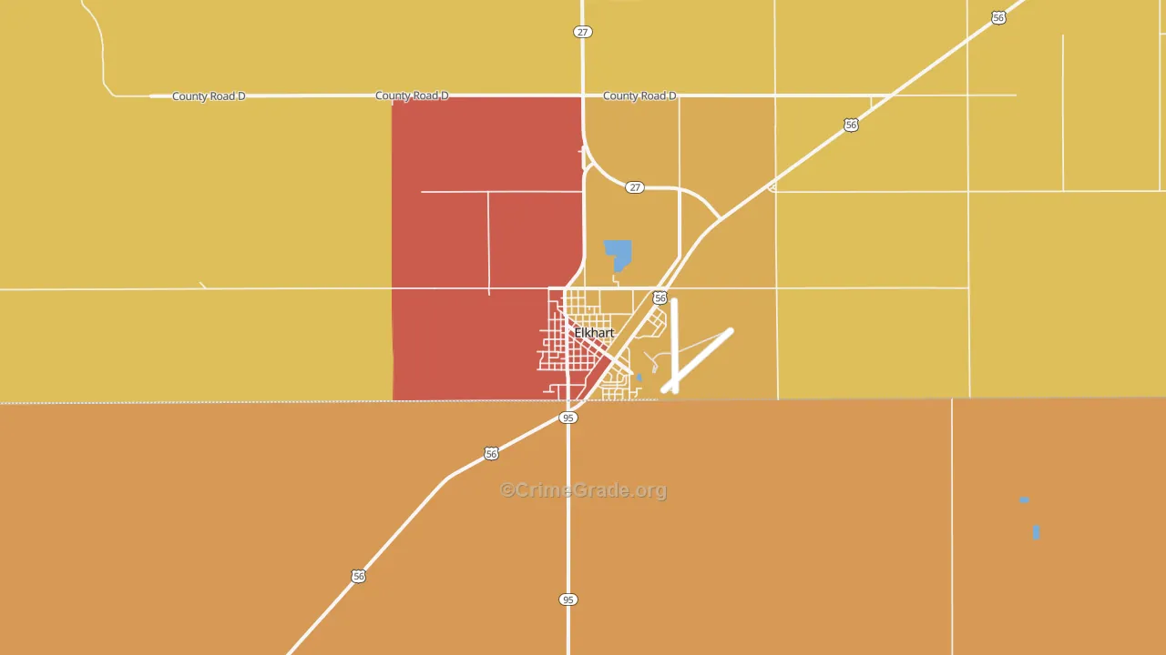 Elkhart, KS Map of Vandalism Rates