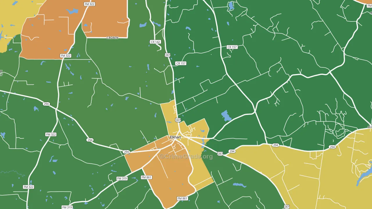 Elkhart, TX Map of Vandalism Rates