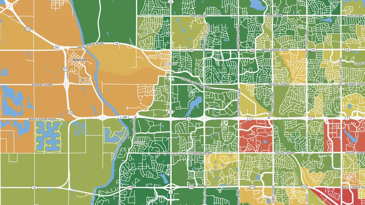 Elkhorn, NE Map of Vandalism Rates