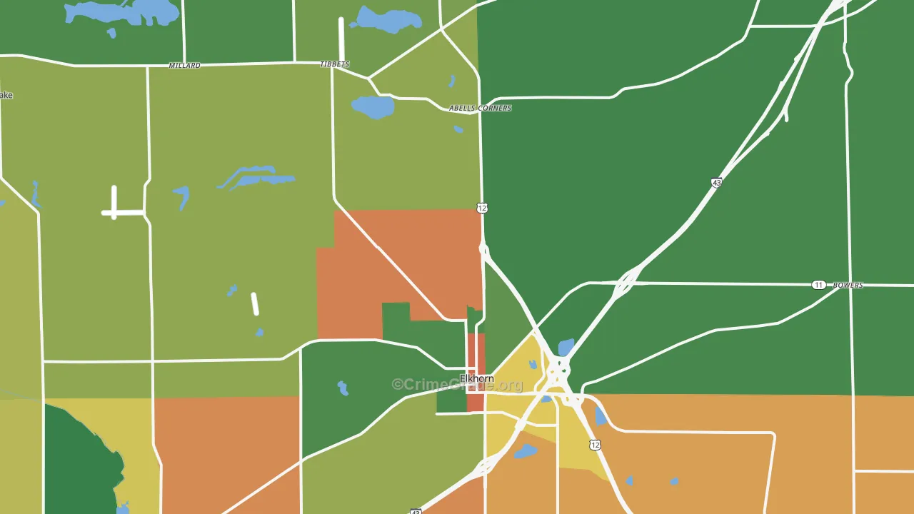 Elkhorn, WI Map of Vandalism Rates