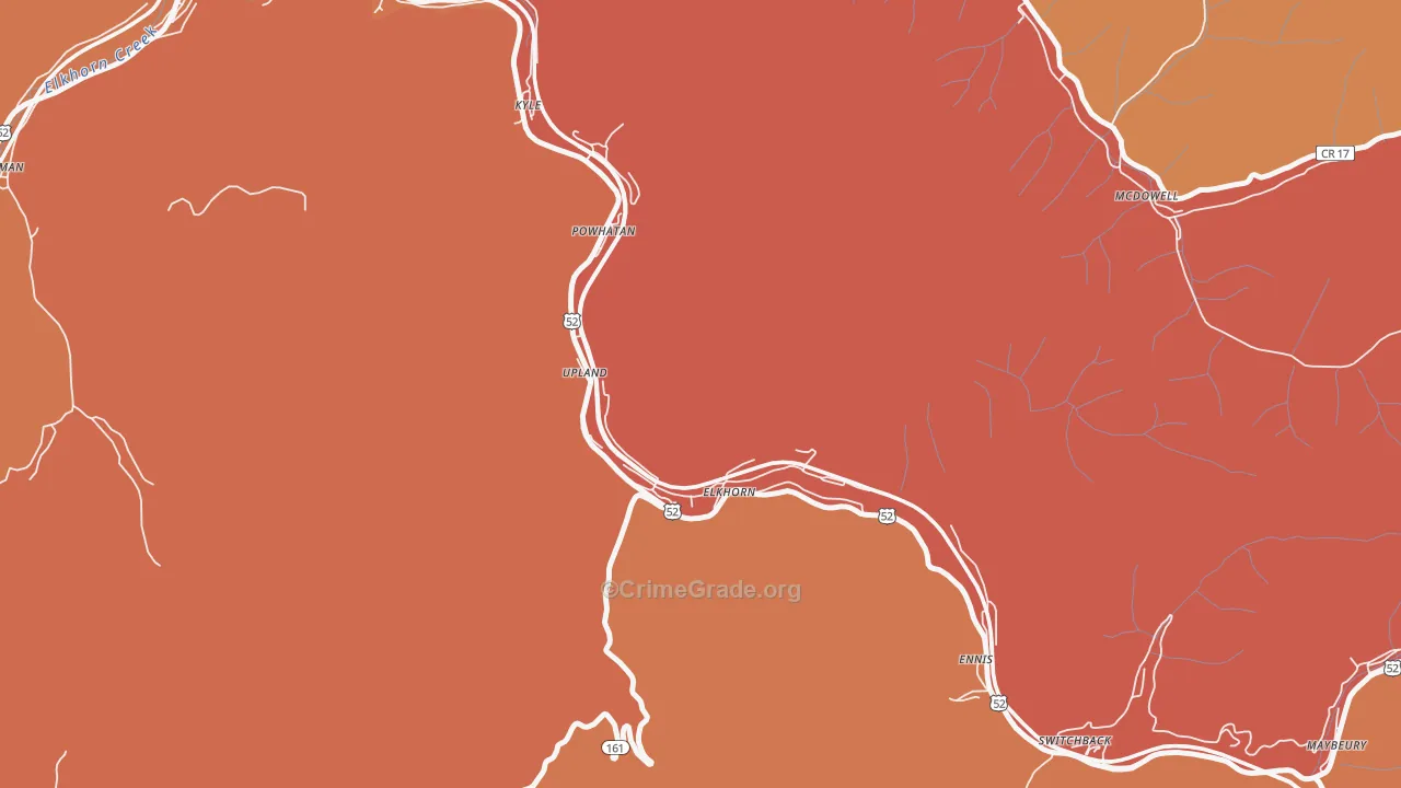 Elkhorn, WV Map of Vandalism Rates