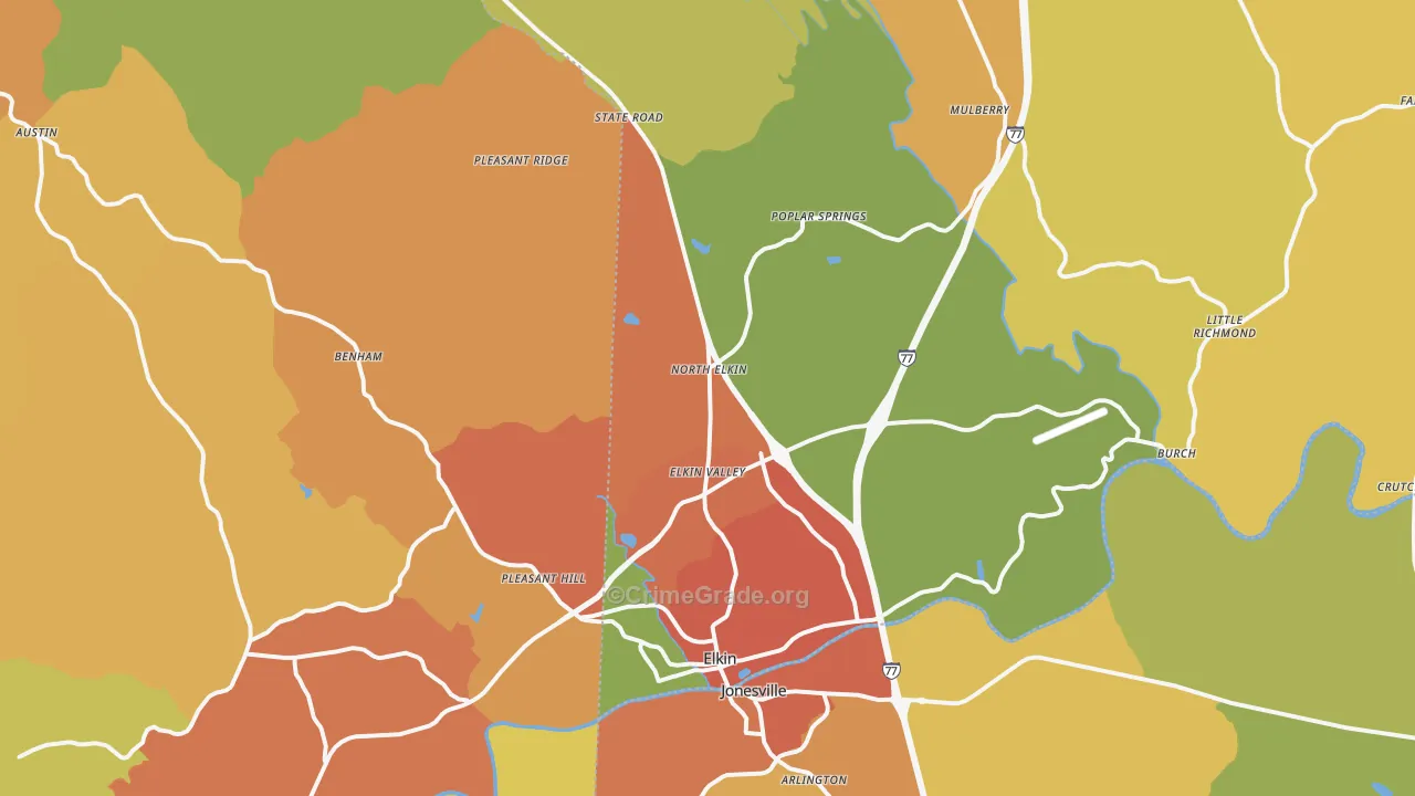 Elkin, NC Map of Vandalism Rates