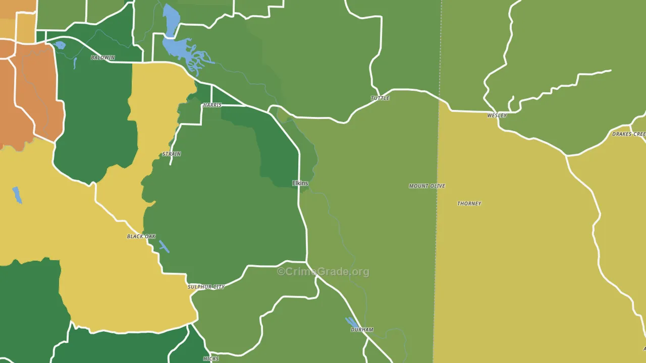 Elkins, AR Map of Vandalism Rates