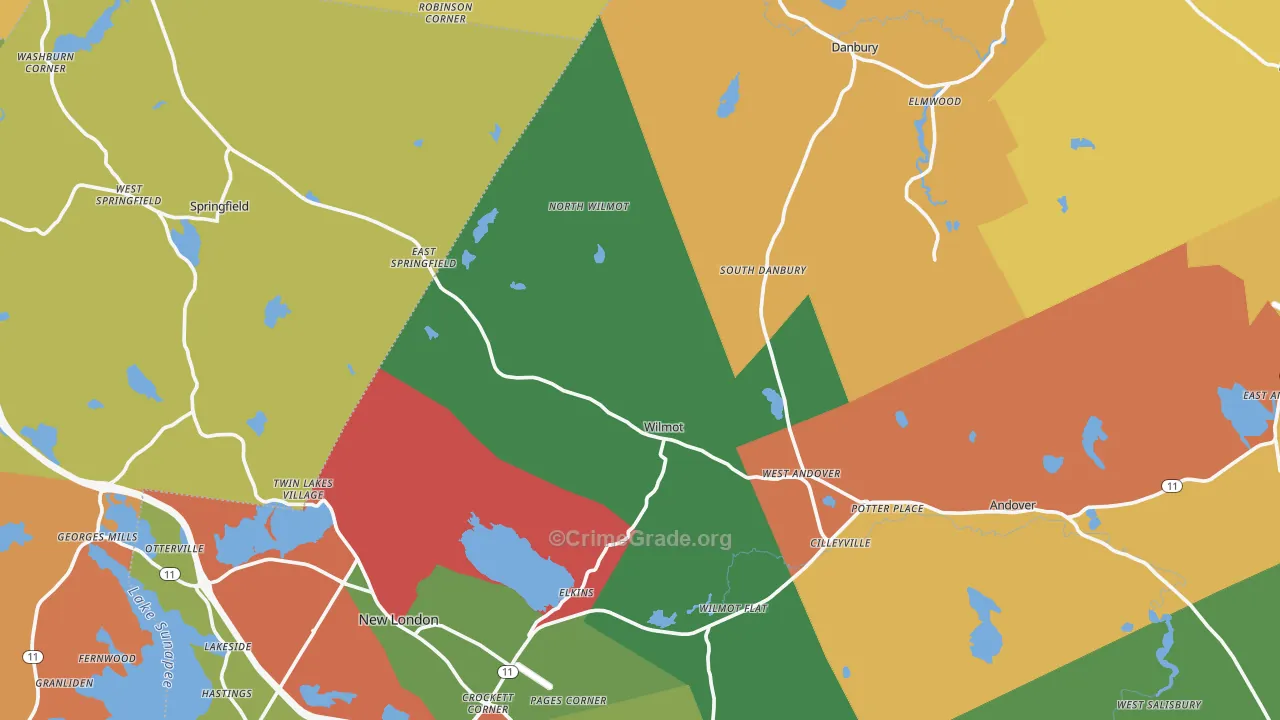 Elkins, NH Map of Vandalism Rates