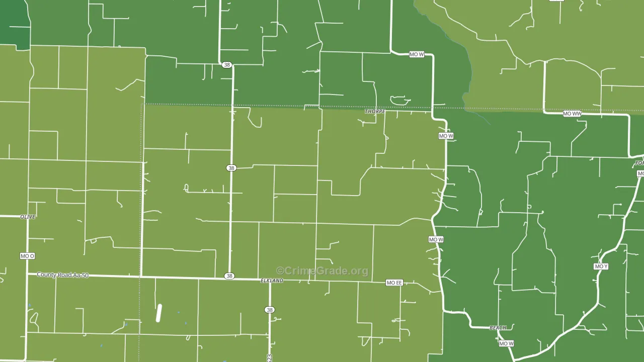 Elkland, MO Map of Vandalism Rates