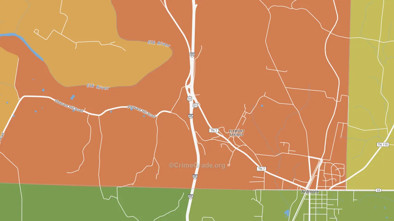 Elkmont Springs, TN Map of Vandalism Rates