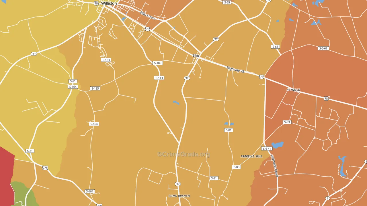 Elko, SC Map of Vandalism Rates