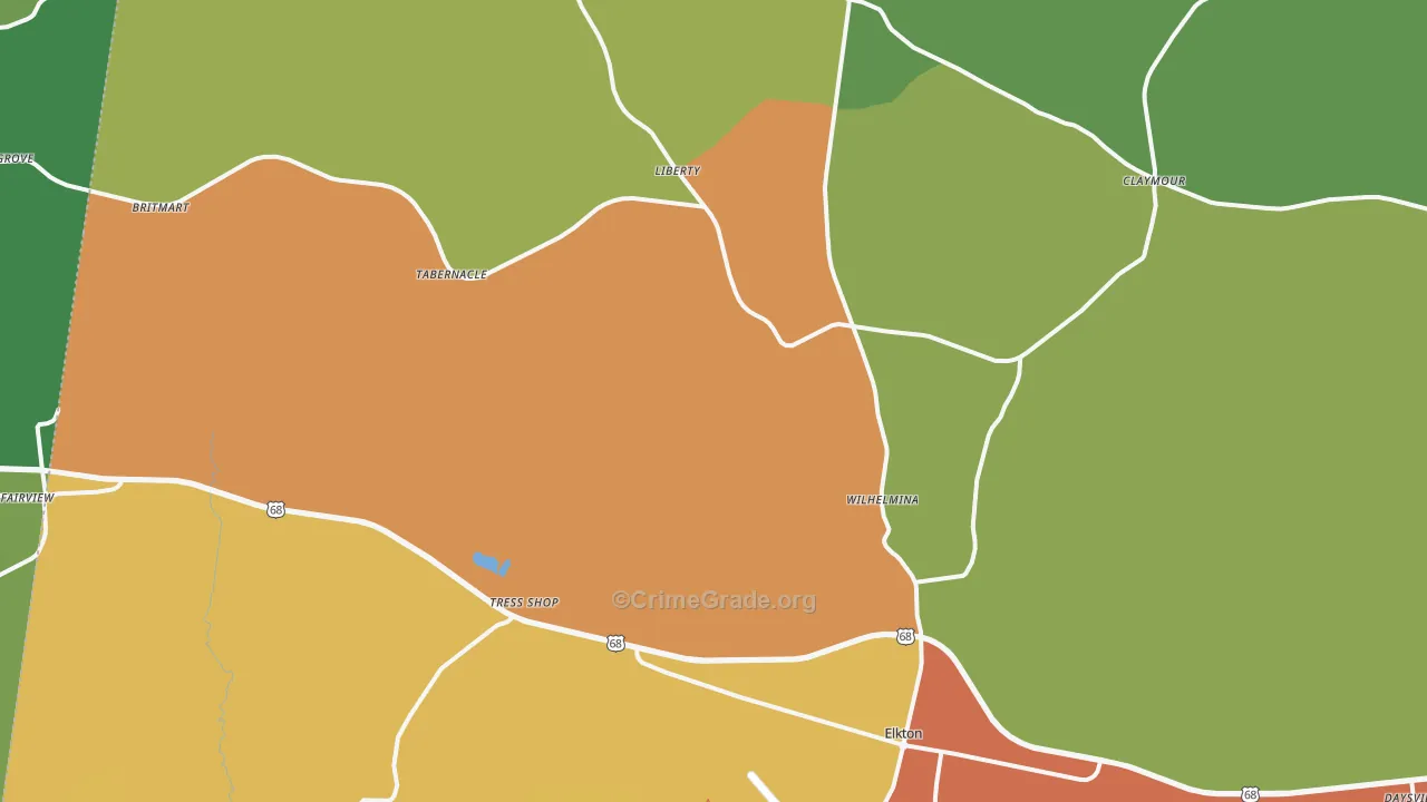 Elkton, KY Map of Vandalism Rates