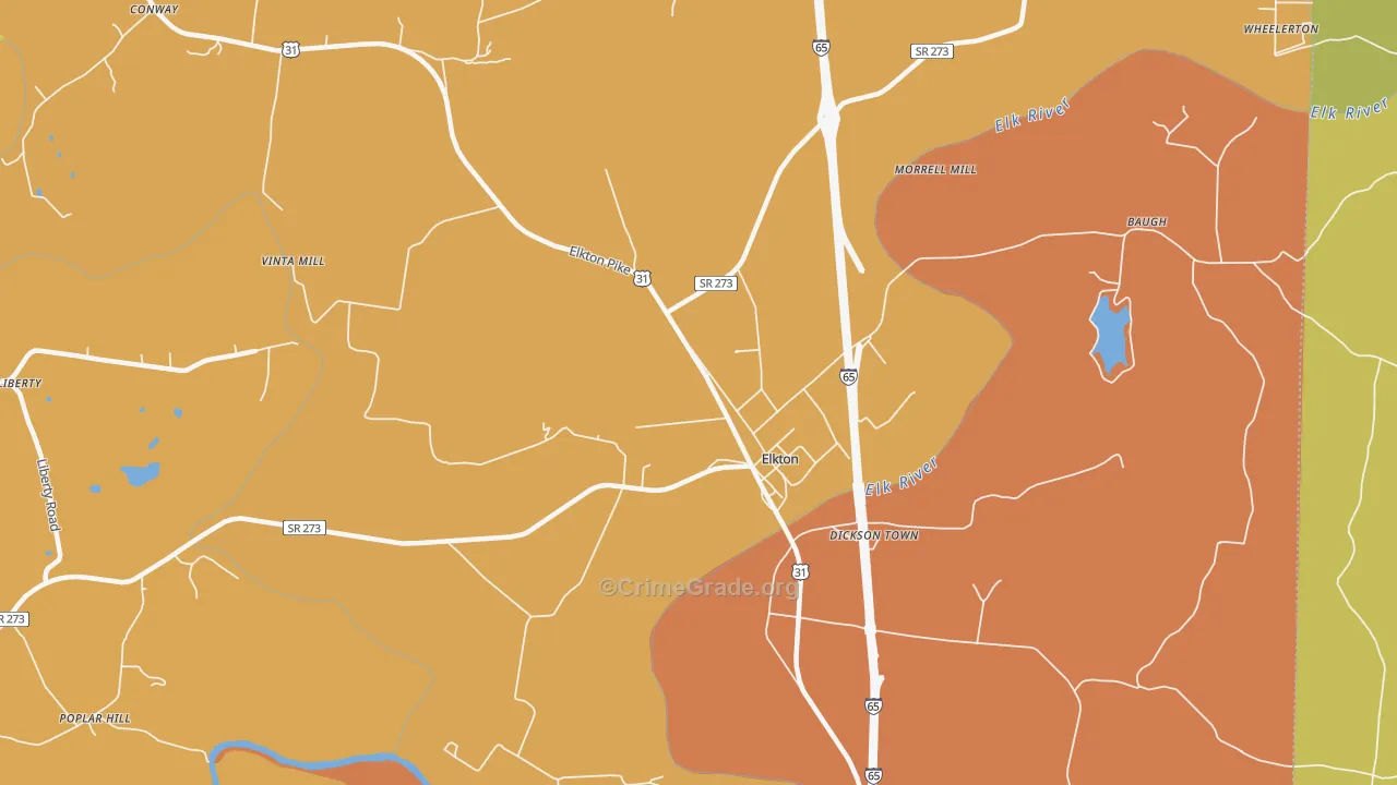 Elkton, TN Map of Vandalism Rates