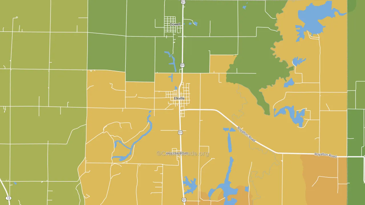 Elkville, IL Map of Vandalism Rates