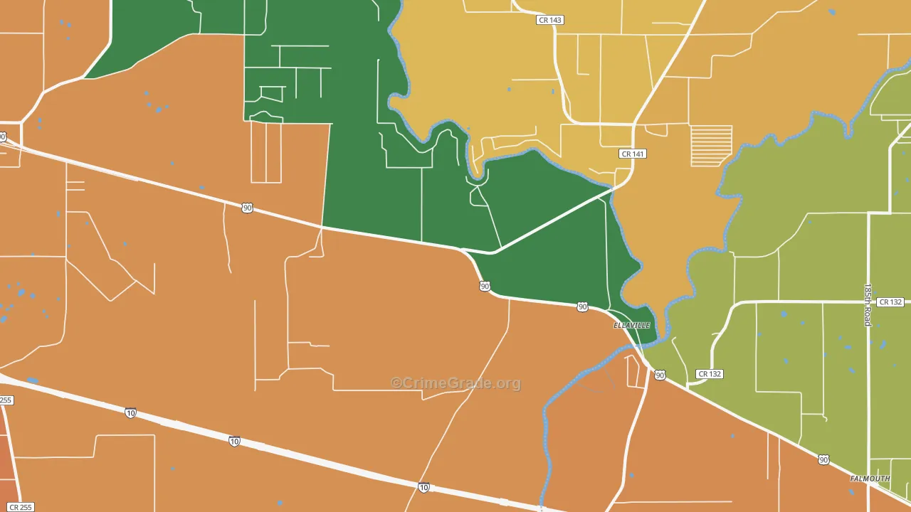 Ellaville, FL Map of Vandalism Rates
