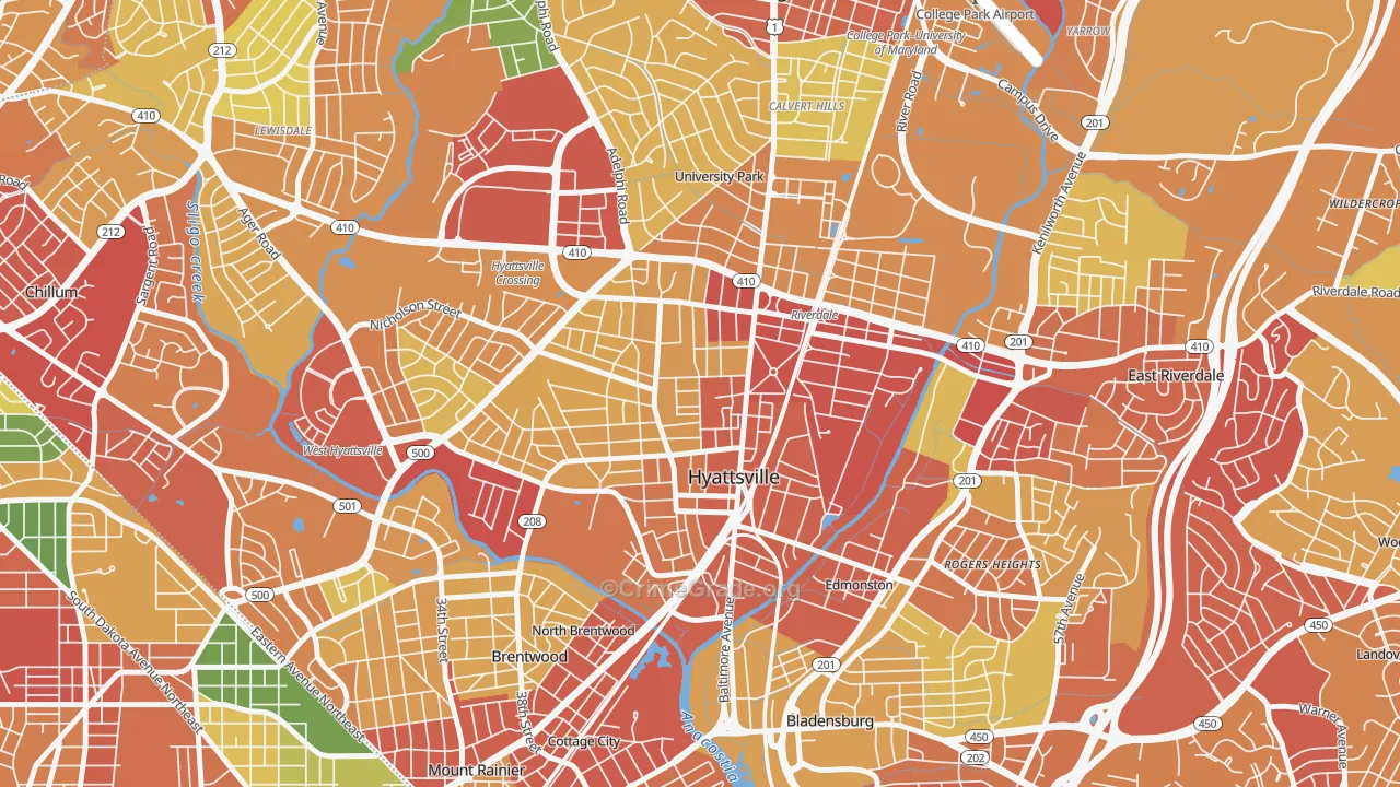 Ellaville, Hyattsville, MD Map of Vandalism Rates