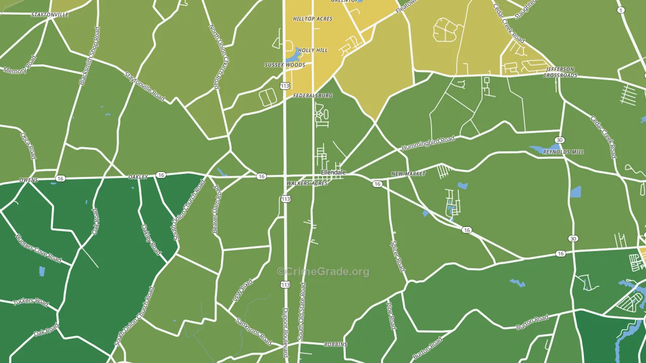 Ellendale, DE Map of Vandalism Rates