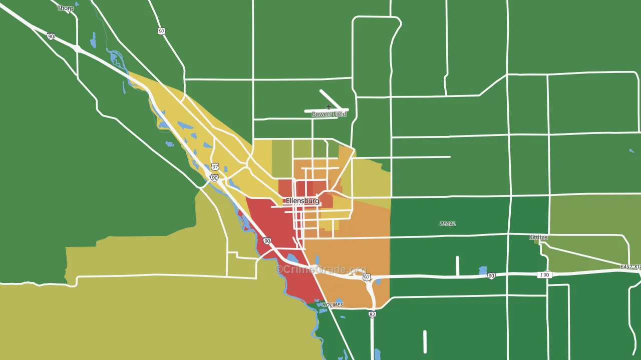 Ellensburg, WA Map of Vandalism Rates
