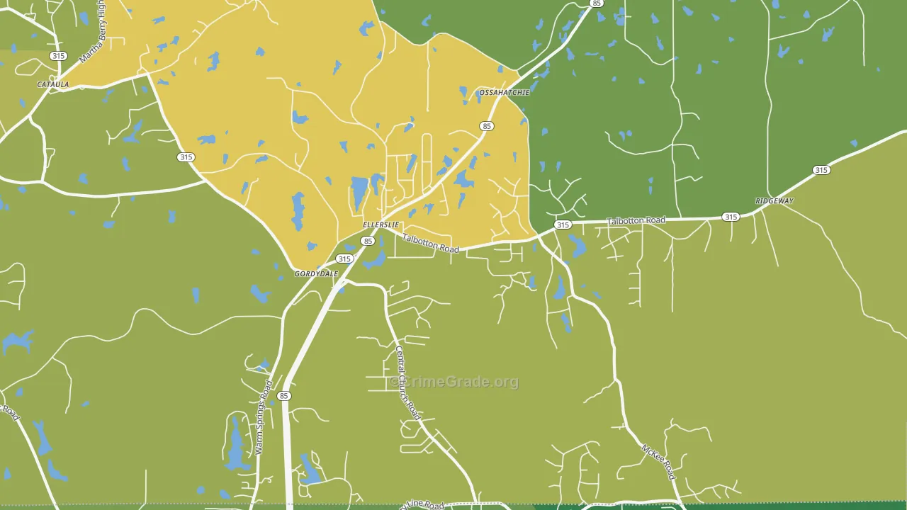 Ellerslie, GA Map of Vandalism Rates
