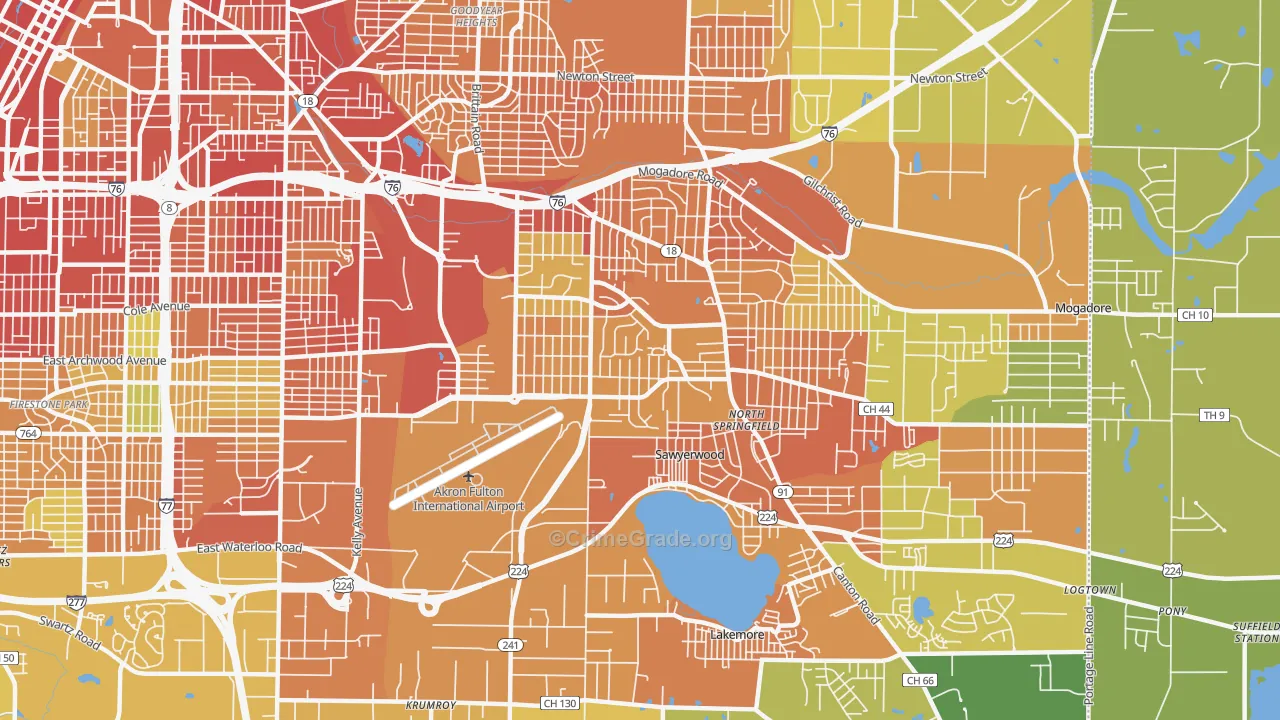 Ellet, Akron, OH Map of Vandalism Rates