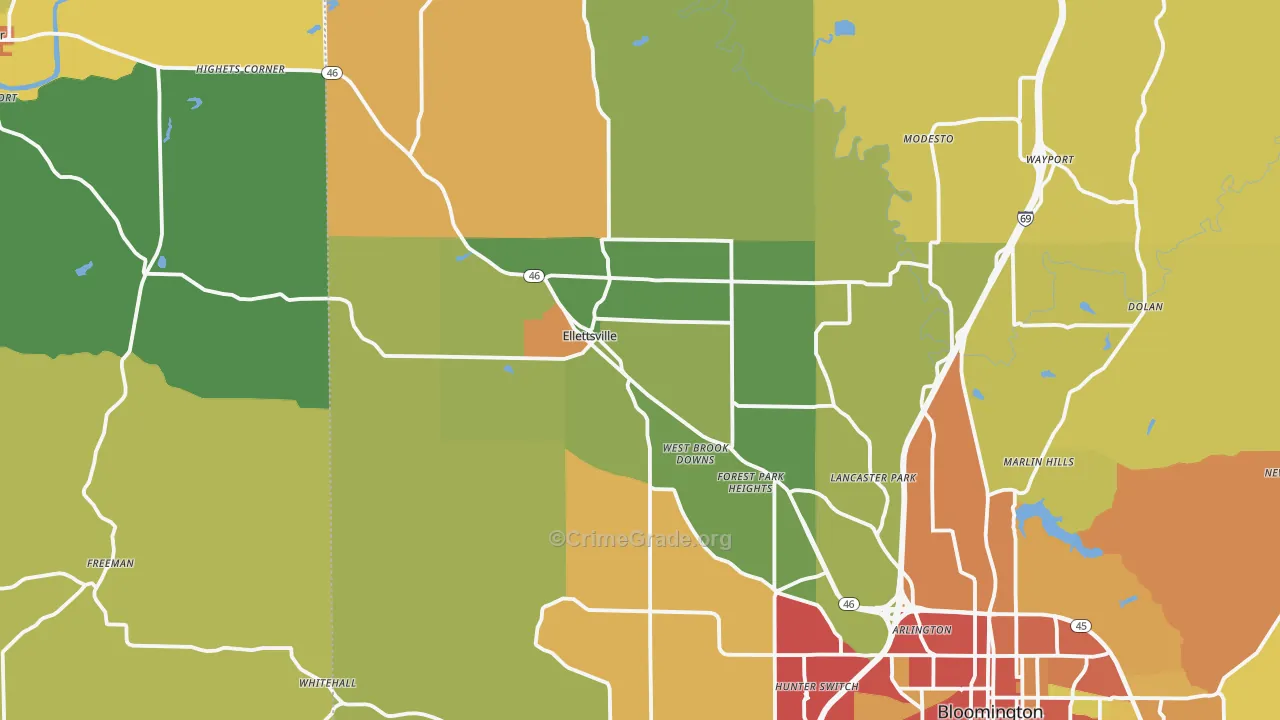 Ellettsville, IN Map of Vandalism Rates