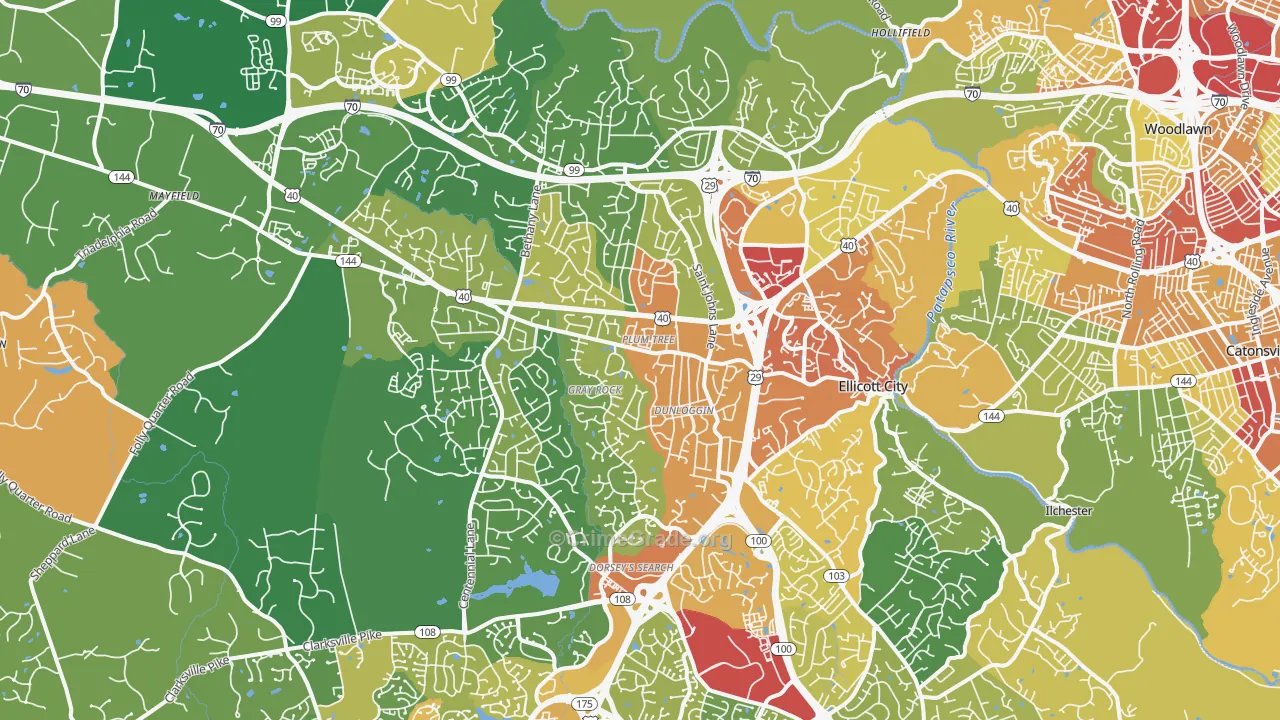 Ellicott City, MD Map of Vandalism Rates
