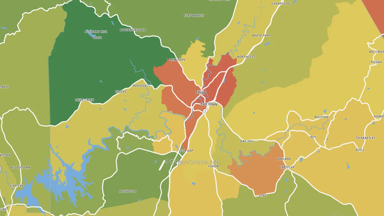 Ellijay, GA Map of Vandalism Rates