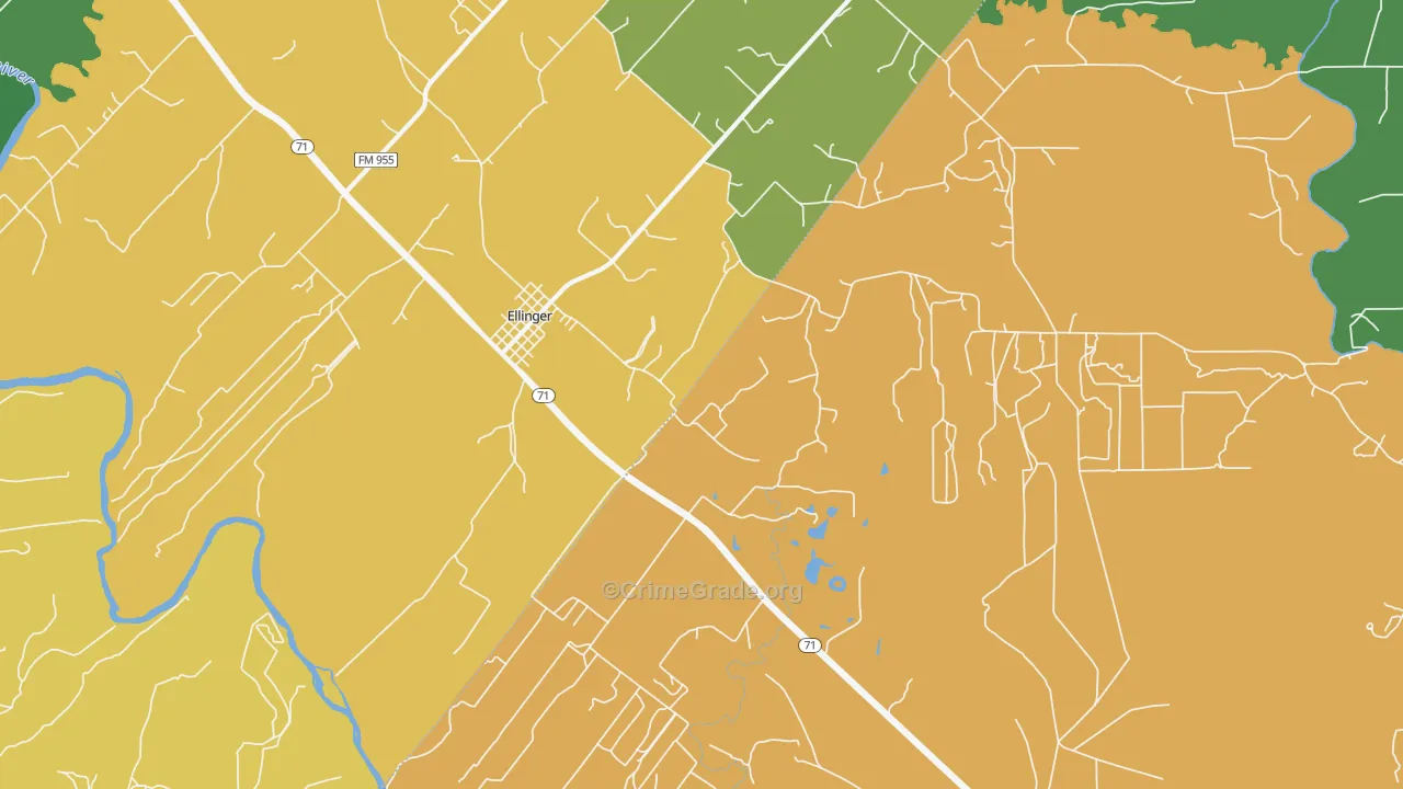 Ellinger, TX Map of Vandalism Rates