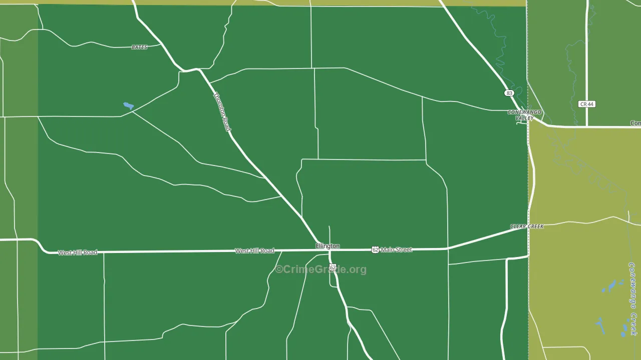 Ellington, NY Map of Vandalism Rates