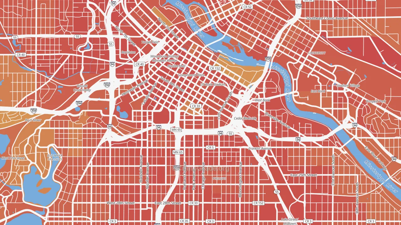 Elliot Park, Minneapolis, MN Map of Vandalism Rates
