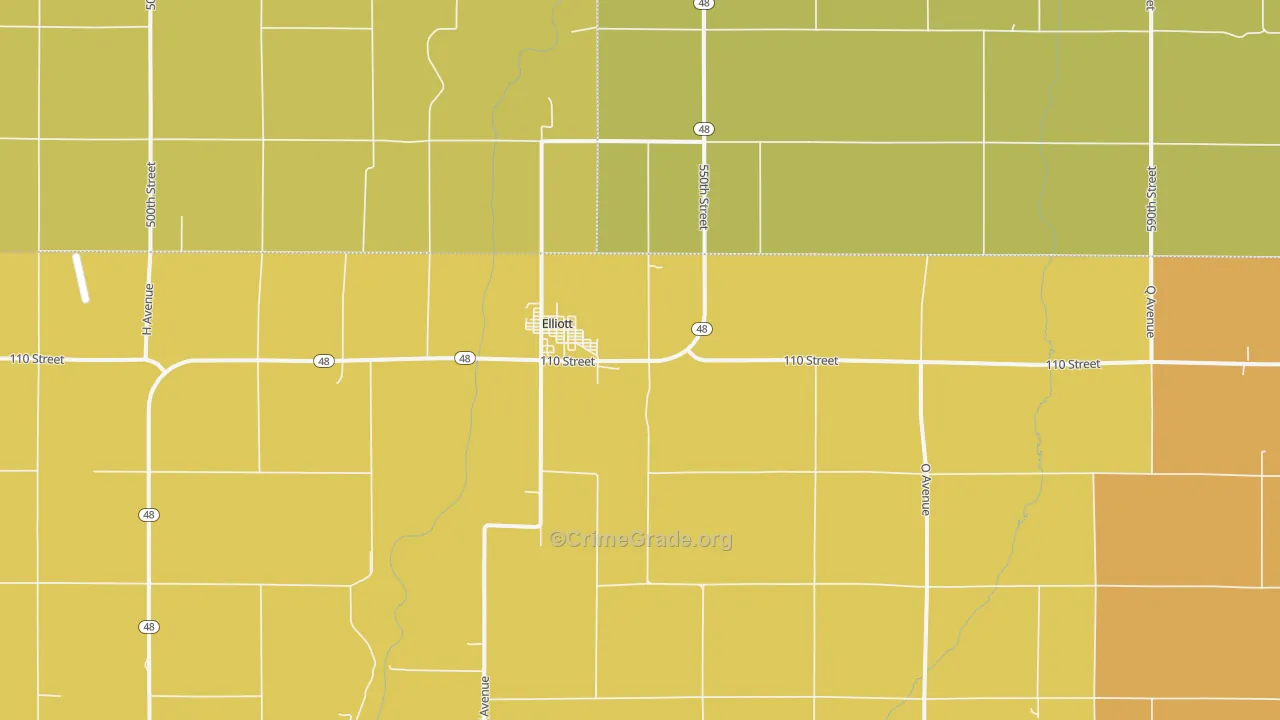 Elliott, IA Map of Vandalism Rates