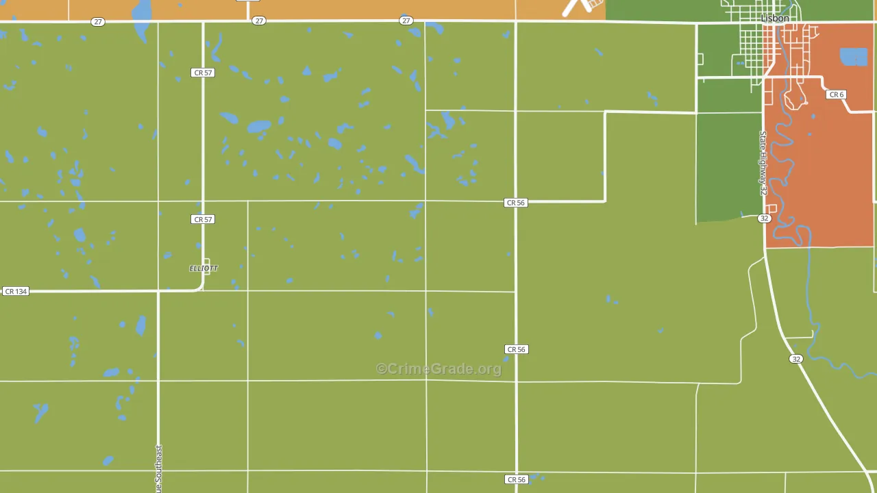 Elliott, ND Map of Vandalism Rates