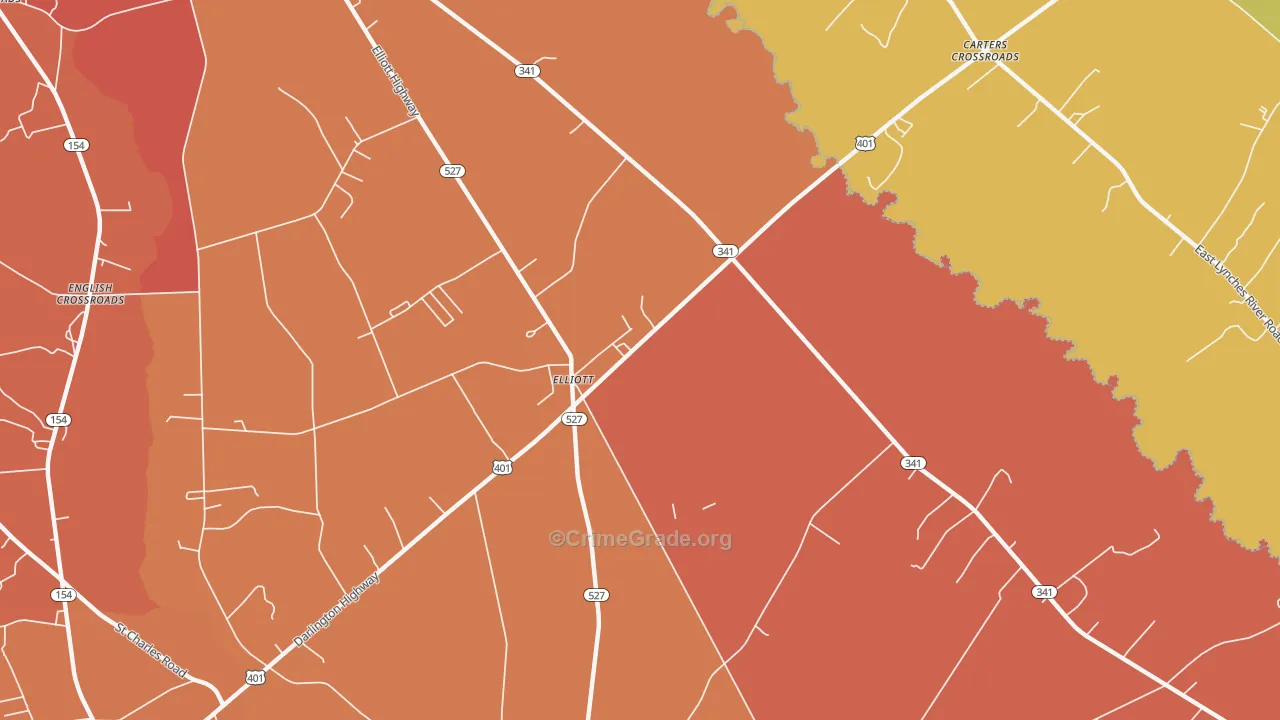 Elliott, SC Map of Vandalism Rates