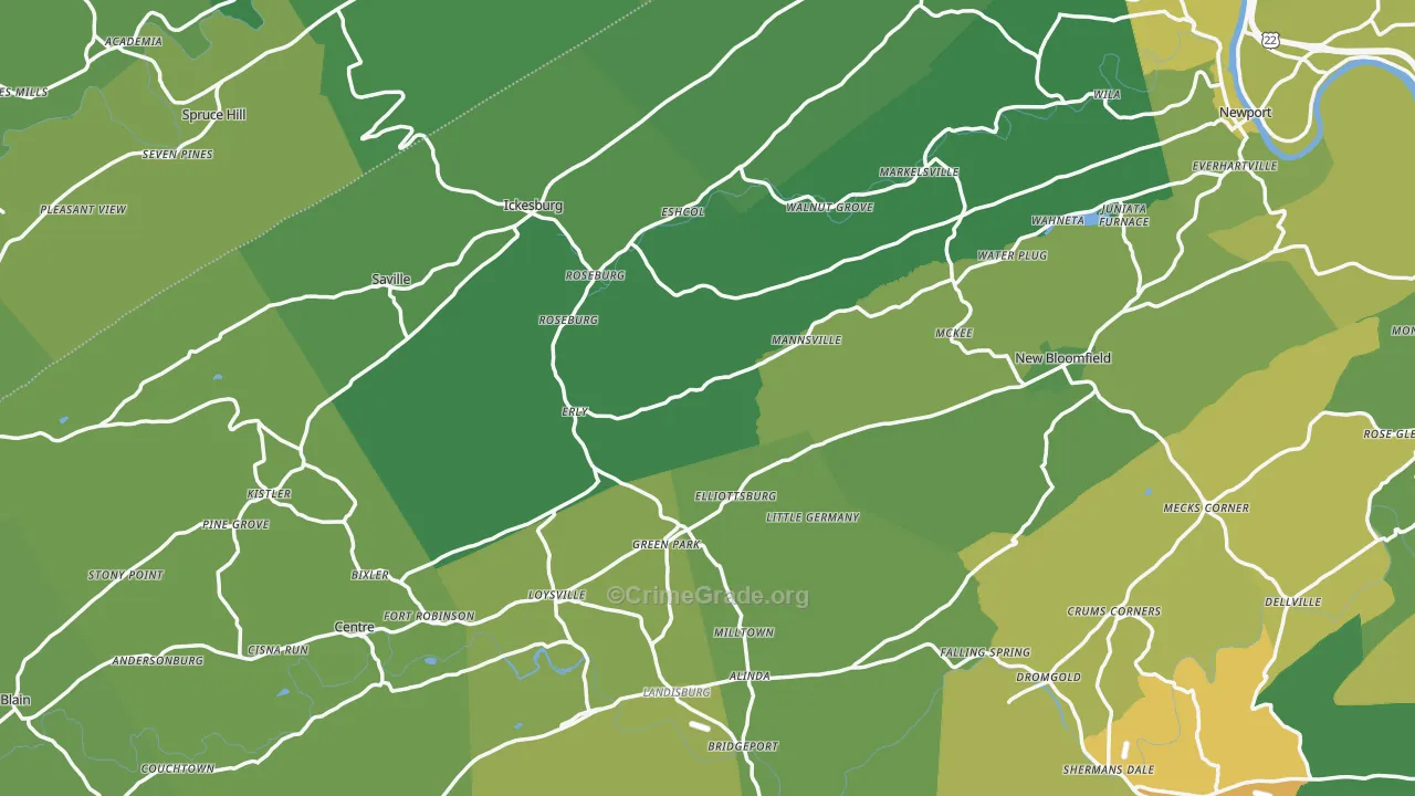 Elliottsburg, PA Map of Vandalism Rates