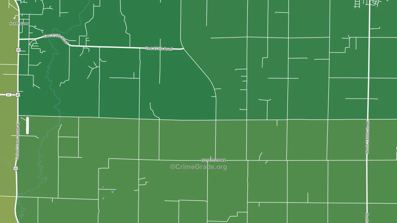Elliottstown, IL Map of Vandalism Rates