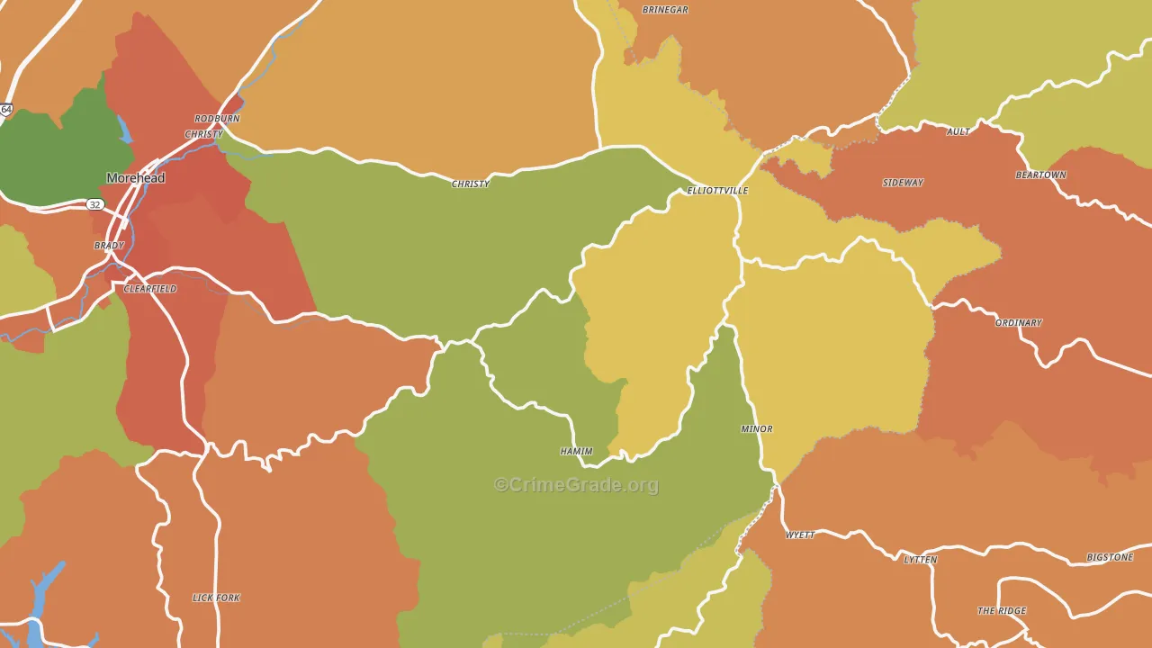 Elliottville, KY Map of Vandalism Rates