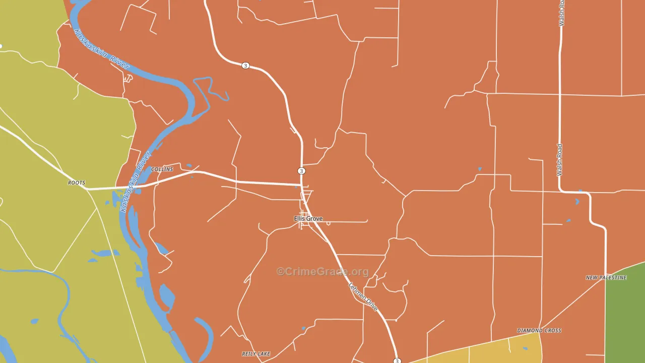 Ellis Grove, IL Map of Vandalism Rates