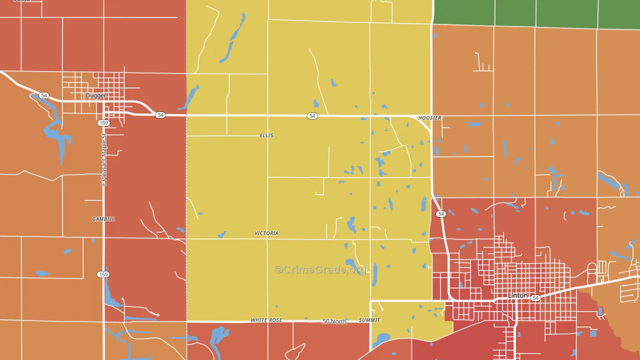 Ellis, IN Map of Vandalism Rates
