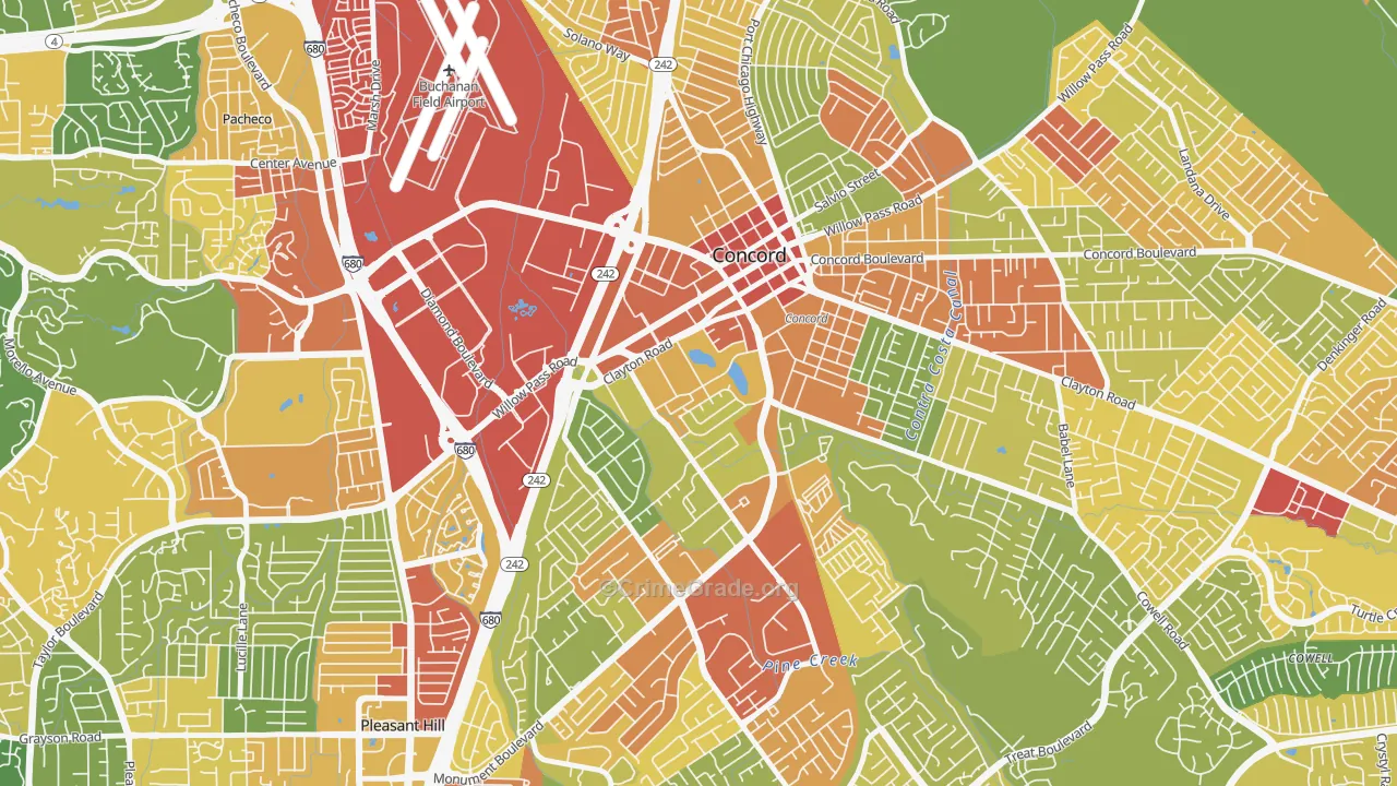 Ellis Lake, Concord, CA Map of Vandalism Rates