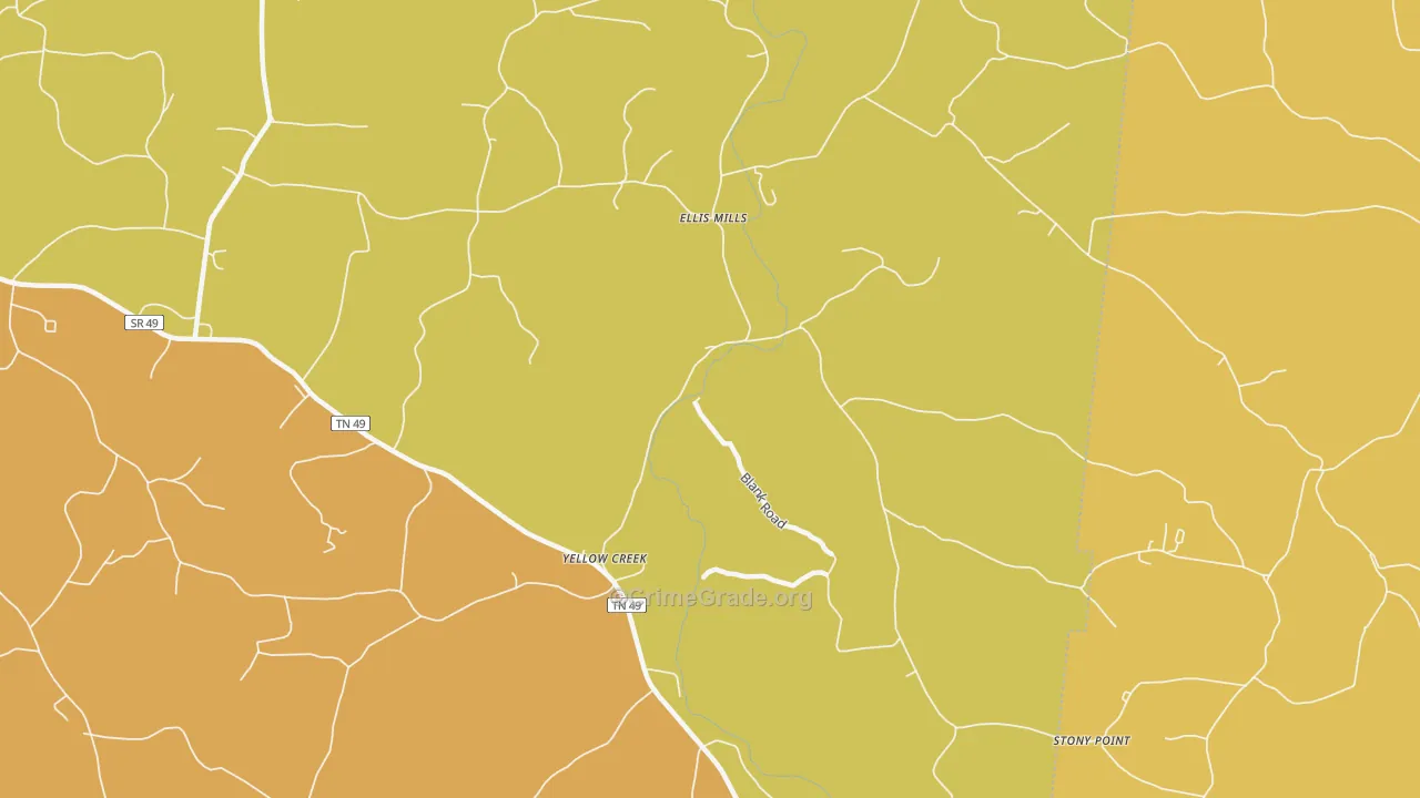 Ellis Mills, TN Map of Vandalism Rates