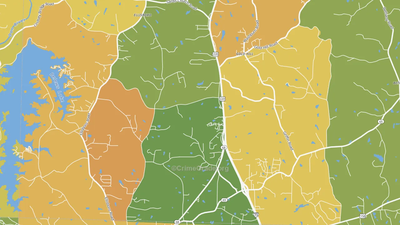 Ellisboro, NC Map of Vandalism Rates