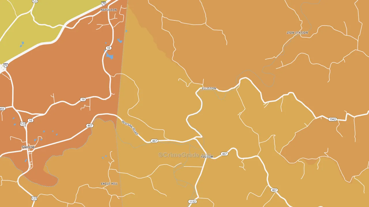 Elliston, KY Map of Vandalism Rates