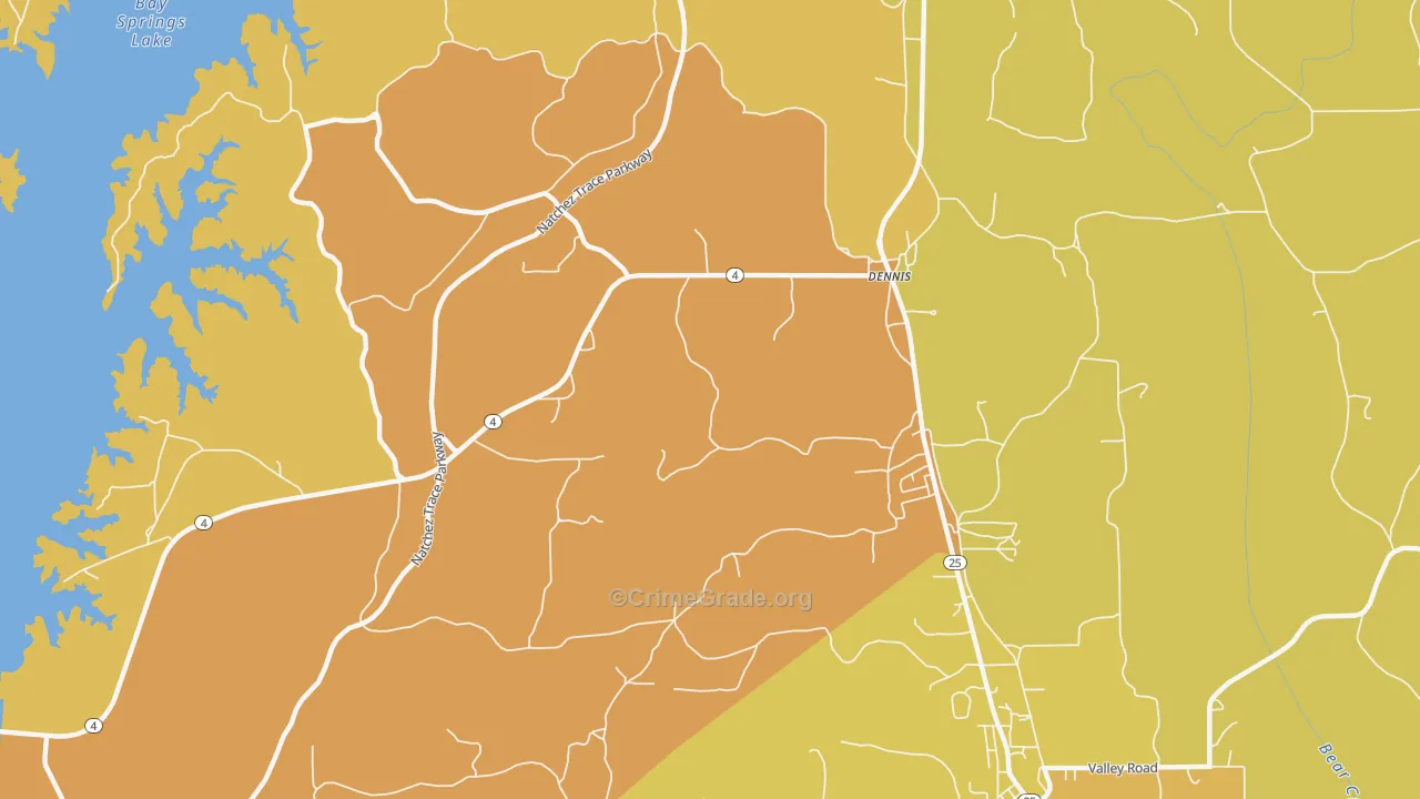 Ellistown, MS Map of Vandalism Rates