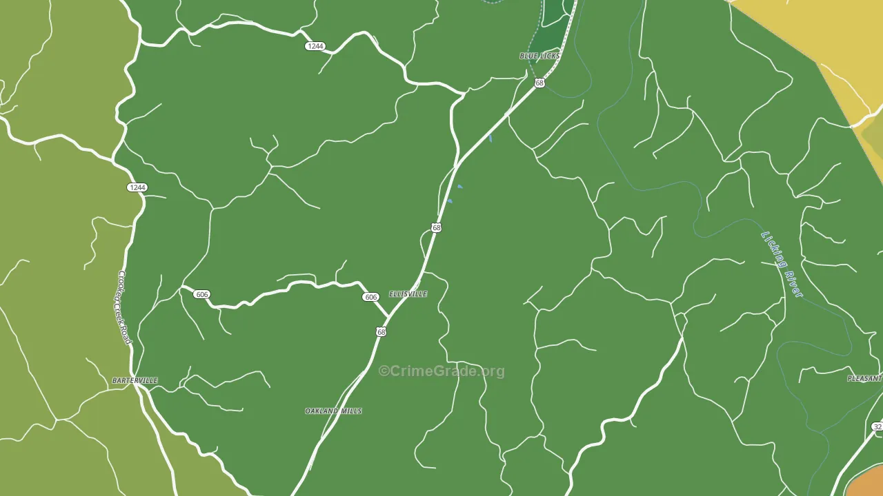 Ellisville, KY Map of Vandalism Rates