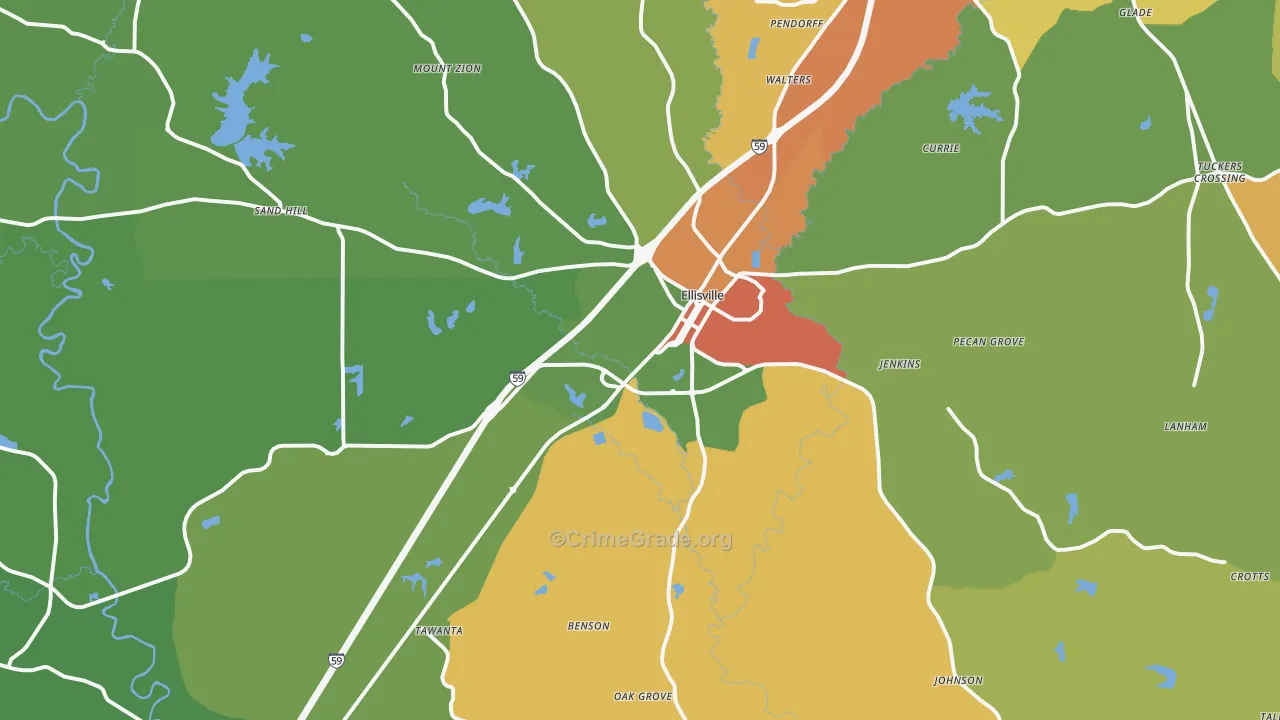 Ellisville, MS Map of Vandalism Rates