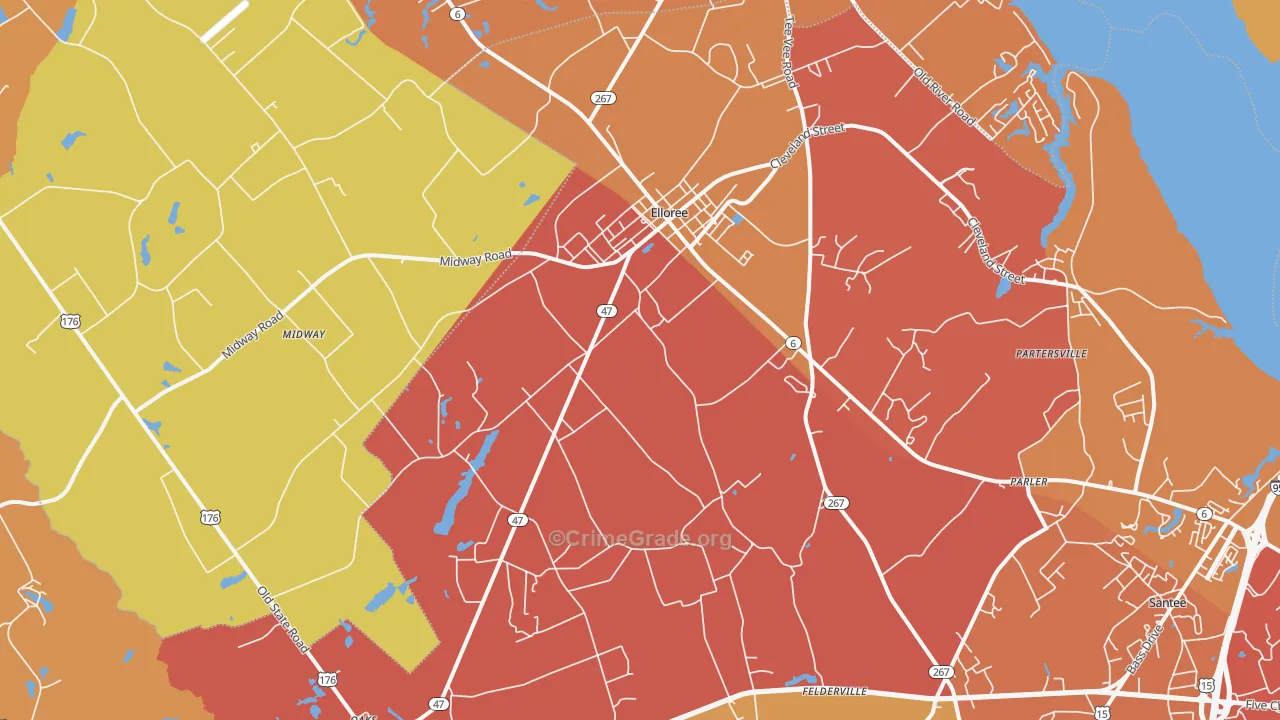 Elloree, SC Map of Vandalism Rates